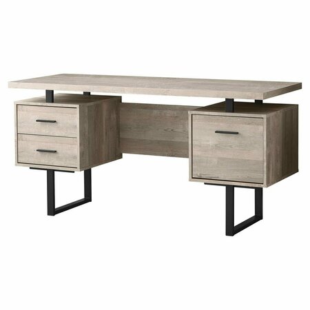 DAPHNES DINNETTE 60 in. Taupe Reclaimed Wood & Black Metal Computer Desk DA2450128